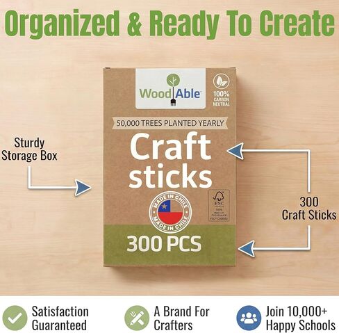 300 Pcs Popsicle Craft Sticks Ice Cream Sticks Natural Wood - Waxing Sticks - Eco Friendly - Pop Sticks for DIY Crafts - Popsicle Craft Sticks 4.5 inch Length Treat Sticks Ice - Made in Chile in Kuwait