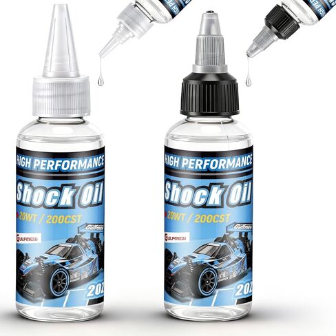2 Bottles Racing Silicone Shock Oil 20WT 200CST 2OZ, RC Car Shock Oil for Lubricating R/C Radio Controlled Cars and All Types of Vehicles, Electric Car/Truck Option Parts, Does Not Evaporate in Kuwait
