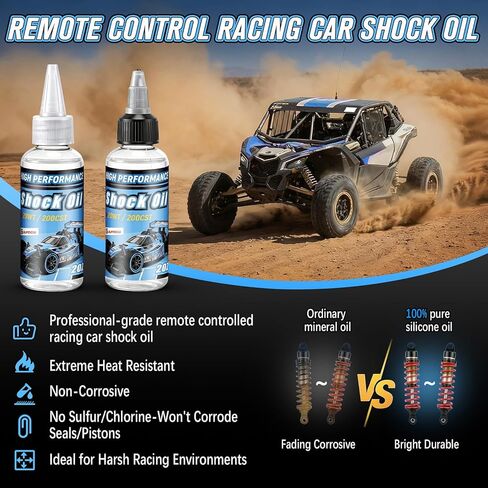 2 Bottles Racing Silicone Shock Oil 20WT 200CST 2OZ, RC Car Shock Oil for Lubricating R/C Radio Controlled Cars and All Types of Vehicles, Electric Car/Truck Option Parts, Does Not Evaporate in Kuwait