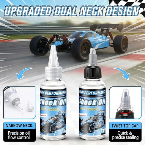 2 Bottles Racing Silicone Shock Oil 20WT 200CST 2OZ, RC Car Shock Oil for Lubricating R/C Radio Controlled Cars and All Types of Vehicles, Electric Car/Truck Option Parts, Does Not Evaporate in Kuwait