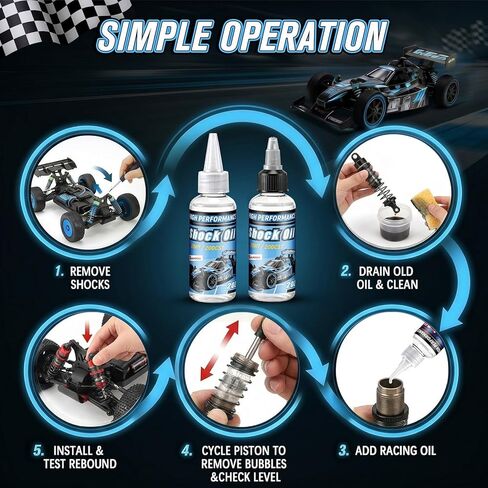 2 Bottles Racing Silicone Shock Oil 20WT 200CST 2OZ, RC Car Shock Oil for Lubricating R/C Radio Controlled Cars and All Types of Vehicles, Electric Car/Truck Option Parts, Does Not Evaporate in Kuwait