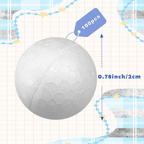 QIDIWIN Craft Foam Balls, White Round Styrofoam Balls for Crafts, DIY Art, Christmas Decor, School Projects & Party Decorations (2cm, 100pcs) in Kuwait