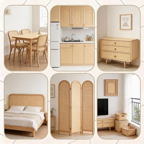 Wesiti 24 "× 118" حزام من القصب الطبيعي على شكل حرف V من الروطان لمشاريع الضرب، ورقة من مادة الروطان الشبكية المنسوجة للأثاث، الكرسي، الخزانة، السقف، السرير، السلة، الباب، بني in Kuwait