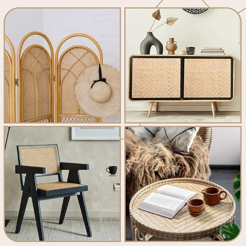 Wesiti 24 "× 118" حزام من القصب الطبيعي على شكل حرف V من الروطان لمشاريع الضرب، ورقة من مادة الروطان الشبكية المنسوجة للأثاث، الكرسي، الخزانة، السقف، السرير، السلة، الباب، بني in Kuwait