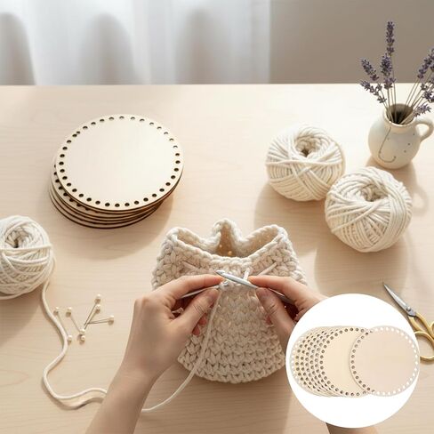 8 Pcs Crochet Basket Base Round Unfinished Wooden Bases for Crochet Baskets Bottom Moses Basket Base for DIY Craft Weaving Baskets Making Supplies Home Decoration 6 Inches in Kuwait
