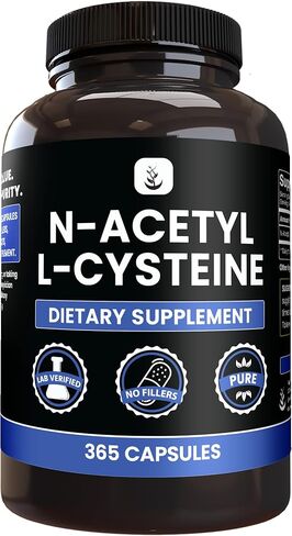 PURE ORIGINAL INGREDIENTS N-Acetyl L-Cysteine (365 Capsules) No Magnesium Or Rice Fillers, Always Pure, Lab Verified in Saudi Arabia