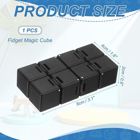 Fidget Magic Cube Toys Mini Stress Release Finger Flip Cube Toy, ABS Stress Relieving & Handheld Fidget Magic Game in Box Perfect for Adults (Black) in Kuwait