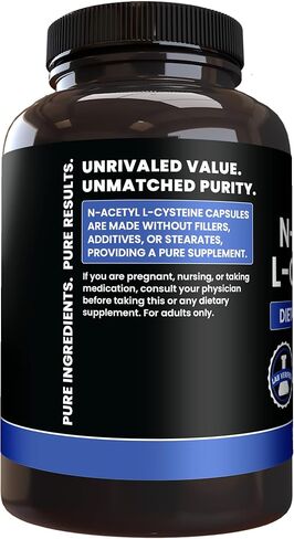 PURE ORIGINAL INGREDIENTS N-Acetyl L-Cysteine (365 Capsules) No Magnesium Or Rice Fillers, Always Pure, Lab Verified in Saudi Arabia