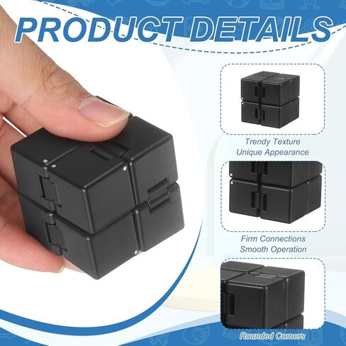 Fidget Magic Cube Toys Mini Stress Release Finger Flip Cube Toy, ABS Stress Relieving & Handheld Fidget Magic Game in Box Perfect for Adults (Black) in Kuwait