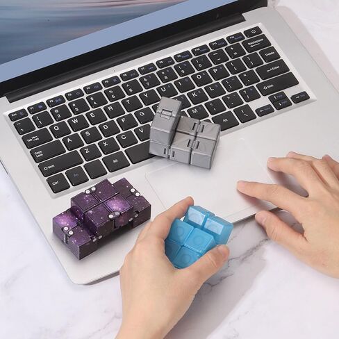 Fidget Magic Cube Toys Mini Stress Release Finger Flip Cube Toy, ABS Stress Relieving & Handheld Fidget Magic Game in Box Perfect for Adults (Black) in Kuwait