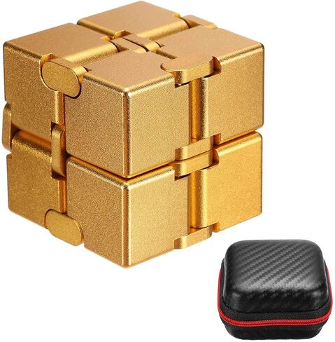 Metal Fidget Magic Cube Toys Mini Stress Release Finger Flip Cube Toy, Aluminum Stress Relieving & Handheld Fidget Magic Game Perfect for Adults (Gold) in Kuwait