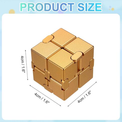 Metal Fidget Magic Cube Toys Mini Stress Release Finger Flip Cube Toy, Aluminum Stress Relieving & Handheld Fidget Magic Game Perfect for Adults (Gold) in Kuwait
