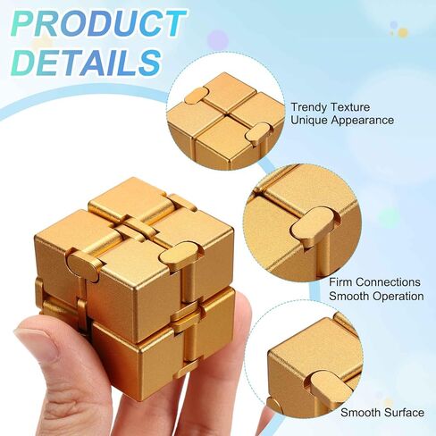 Metal Fidget Magic Cube Toys Mini Stress Release Finger Flip Cube Toy, Aluminum Stress Relieving & Handheld Fidget Magic Game Perfect for Adults (Gold) in Kuwait