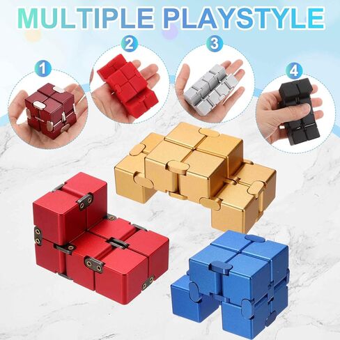 Metal Fidget Magic Cube Toys Mini Stress Release Finger Flip Cube Toy, Aluminum Stress Relieving & Handheld Fidget Magic Game Perfect for Adults (Gold) in Kuwait
