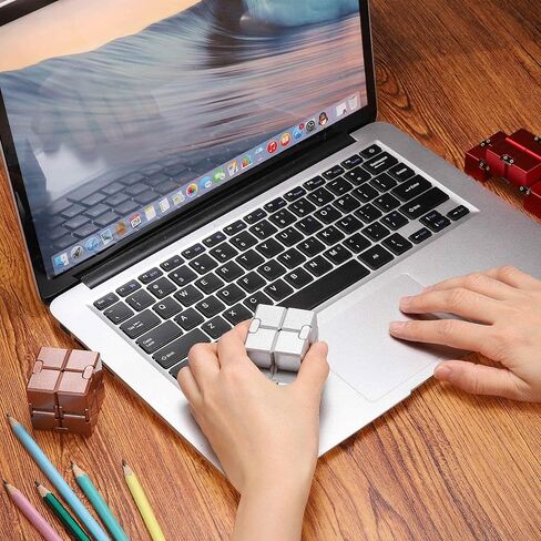Metal Fidget Magic Cube Toys Mini Stress Release Finger Flip Cube Toy, Aluminum Stress Relieving & Handheld Fidget Magic Game Perfect for Adults (Gold) in Kuwait
