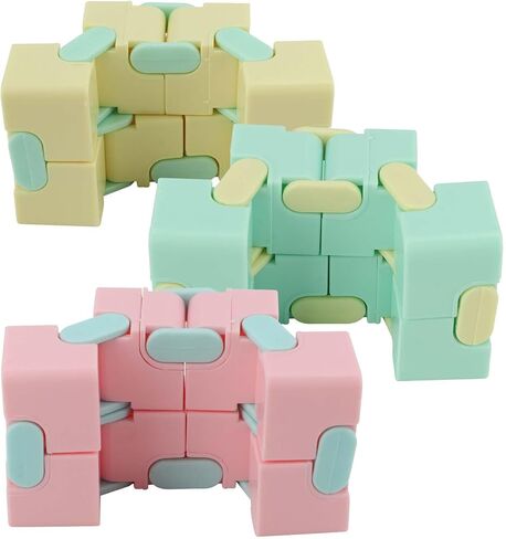 Zunate 3 Pack Plastic Infinite Cube Fidget Toy, Decompression Puzzle Cube for Adults & Kids, Stress Relief Office Desk Toy, Focus Enhancer, PocketSized 40mm in Kuwait