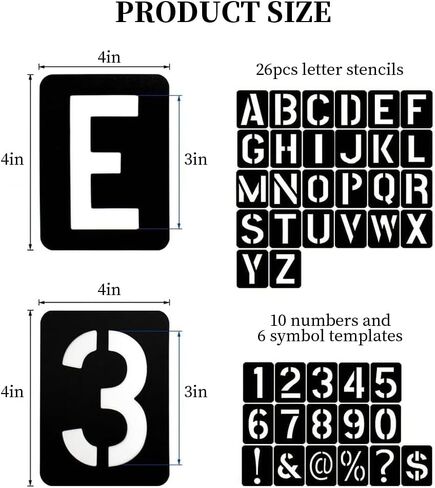 42-Piece Reusable Letter Stencils and Templates for Painting – 3-Inch Plastic Letter Stencils for Wood Signs, Walls, Glass, and Craft Decor in Kuwait