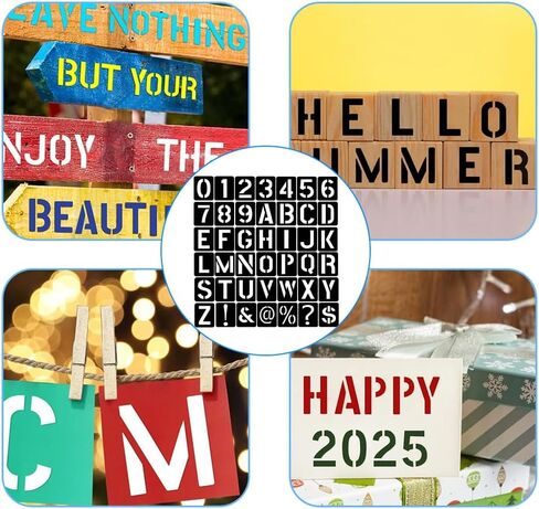 42-Piece Reusable Letter Stencils and Templates for Painting – 3-Inch Plastic Letter Stencils for Wood Signs, Walls, Glass, and Craft Decor in Kuwait