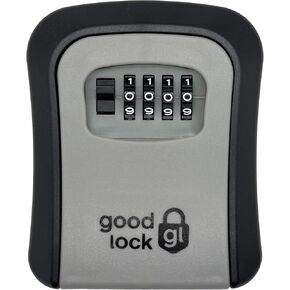 صندوق تخزين المفاتيح المحمول Good Lock - صندوق قفل بلاستيكي متين وخفيف الوزن - صندوق قفل أمان مكون من 4 أرقام لمفاتيح المنزل والوسطاء العقاريين وAirbnb والمقاولين - رمادي/أسود (1) in Kuwait