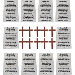 JODUY Pocket Prayer Quilt Kit - 10 Sets of DIY Pre-Cut Quilt Squares with 10 Wooden Prayer Crosses - Christian Quilted Fabric Panels for Baptism Gifts, Church Outreach & Compassion Blankets in Saudi Arabia