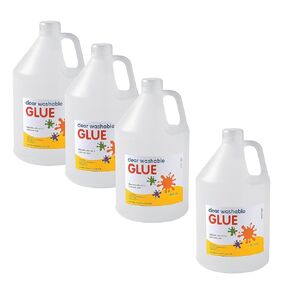 Fun Express Clear School and Kids Safe Non-Toxic Glue 4 Pack | Premium All Purpose Washable Liquid Glue Gallon - Bulk School Glue for Slime Making and Arts Crafts Projects in Kuwait