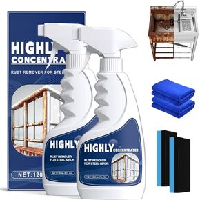 2Pcs Heavy Duty Rust Removal for Metal,Highly Concentrated Steel Rust Remover,Powerful Rust Stain Remover,Multipurpose Rust Remover Spray for Various Metals Furniture,Stainless Steel,Automotive Parts in Kuwait