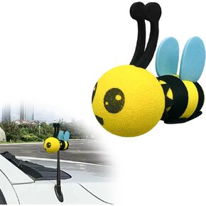 Bee Car Antenna Top، Happy Bee EVA Foam Auto Antenna Ball، لطيف Bumble Bee Aerial Ball Toppers الديكور الخارجي لمعظم المركبات، ملحقات السيارات العالمية (الأزرق، غمزة) in Kuwait