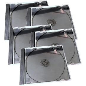 5 قطع من علبة جوهرة الأقراص المضغوطة الشفافة القياسية للسيارة، حافظة تخزين أقراص DVD مقاومة للخدش، حامل حماية للأقراص المضغوطة من البلاستيك الصلب السميك مع صينية ثابتة مجمعة، لمعظم السيارات (أسود) in Kuwait