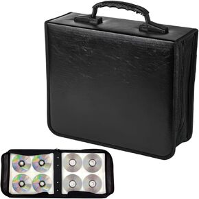 400 Capacity CD Case Holder, PU Leather CD DVD Storage Binder Media Organizer with Zipper, Portable Storage Booklet Album Box for Vehicle Home Office, Car Accessories in Kuwait