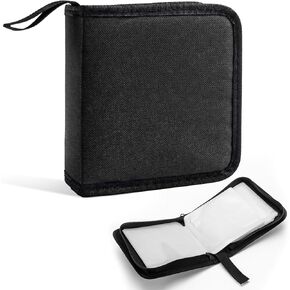 Car CD Case, 40 Capacity CD Storage Binder Wallet Zipper Protective Case, Portable Automotive DVD Disc Storage Organizer for Home Travel Office, Universal Car Accessories (Black) in Kuwait