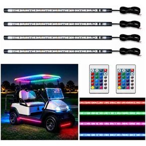 شريط إضاءة LED 12 فولت RGB مع جهاز تحكم عن بعد، 4 قطع 12 بوصة شريط أضواء سيارة فائق السطوع IP67 مقاوم للماء لعربة الجولف للدراجات النارية والقوارب الخارجية الداخلية، وحدة تحكم مدمجة، متعدد الألوان in Kuwait