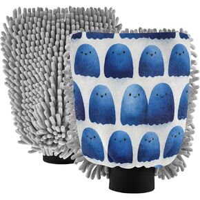 AIXIWAWA Car Wash Mitt Washing Glove Halloween Blue Print Scratch Free Water Absorbent 2 Pack Medium in Kuwait