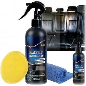 PLASTIG REFURBISHIMENT German-Engineered Plastic Restorer for Cars, Black Trim & Interior Scratch Remover, Auto Black Plastic Restorer with UV Protection, Restore Faded Trim, 300ml in Saudi Arabia
