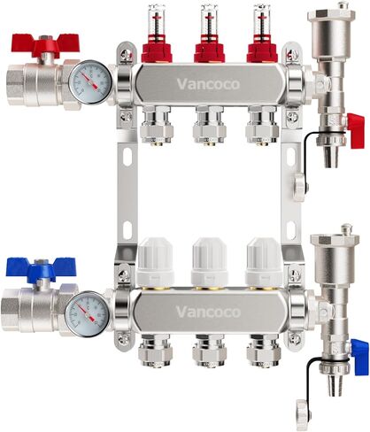 3 Loop PEX Manifold Radiant Floor Heating System with 1/2" PEX Tube Adapters,Stainless Steel Manifold for Hydronic Radiant Floor Heating in Saudi Arabia