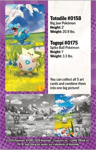 علبة صغيرة من Pokemon TCG: Mega Evolution — Ascend Heroes: Togepi & Totodile (ورقة ملصقات واحدة، وبطاقة Pokémon Art Card، وحزمتان معززتان) in Kuwait