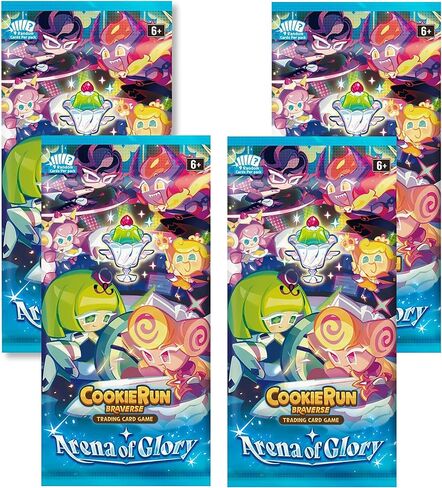 CookieRun: Braverse Trading Card Game - Arena of Glory Booster - 4 Pack Bundle (9 Cards Each) - Deck Building, Strategy Battle TCG, Randomly Assorted in Kuwait