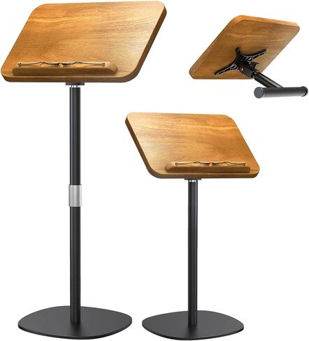 NAMON 2-in-1 Dual-use Floor & Desktop Book Stand, 100% Solid Wood, Height Adjustable from 16.5" to 51", Floor Reading Stand with Page Clip for Cookbooks, Sheet Music, Projector (with a T-Shaped) in Kuwait