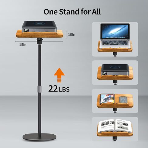 NAMON 2-in-1 Dual-use Floor & Desktop Book Stand, 100% Solid Wood, Height Adjustable from 16.5" to 51", Floor Reading Stand with Page Clip for Cookbooks, Sheet Music, Projector (with a T-Shaped) in Kuwait