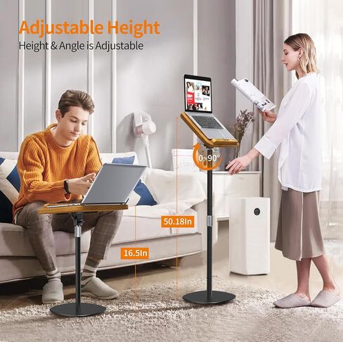 NAMON 2-in-1 Dual-use Floor & Desktop Book Stand, 100% Solid Wood, Height Adjustable from 16.5" to 51", Floor Reading Stand with Page Clip for Cookbooks, Sheet Music, Projector (with a T-Shaped) in Kuwait