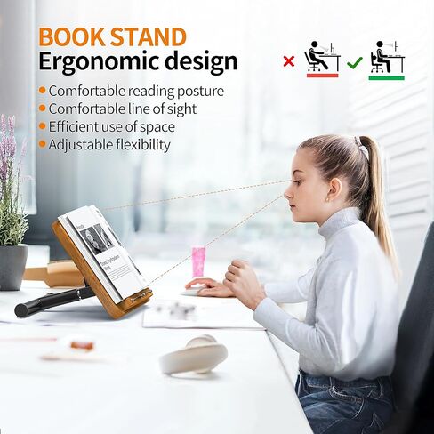 NAMON 2-in-1 Dual-use Floor & Desktop Book Stand, 100% Solid Wood, Height Adjustable from 16.5" to 51", Floor Reading Stand with Page Clip for Cookbooks, Sheet Music, Projector (with a T-Shaped) in Kuwait