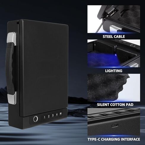 Fingerprint Lock Safe, 4-Ways Unlock Fingerprint/Digital Keypad/Key/App, Type-C Charging, Portable Small Biometric Safe for Home, Travel, Car, Storage of Cash, Jewelry, Documents in Kuwait