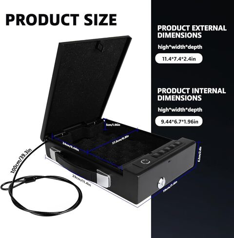 Fingerprint Lock Safe, 4-Ways Unlock Fingerprint/Digital Keypad/Key/App, Type-C Charging, Portable Small Biometric Safe for Home, Travel, Car, Storage of Cash, Jewelry, Documents in Kuwait