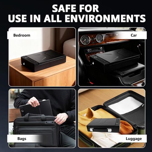 Fingerprint Lock Safe, 4-Ways Unlock Fingerprint/Digital Keypad/Key/App, Type-C Charging, Portable Small Biometric Safe for Home, Travel, Car, Storage of Cash, Jewelry, Documents in Kuwait