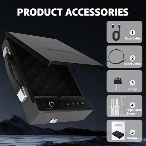 Fingerprint Lock Safe, 4-Ways Unlock Fingerprint/Digital Keypad/Key/App, Type-C Charging, Portable Small Biometric Safe for Home, Travel, Car, Storage of Cash, Jewelry, Documents in Kuwait