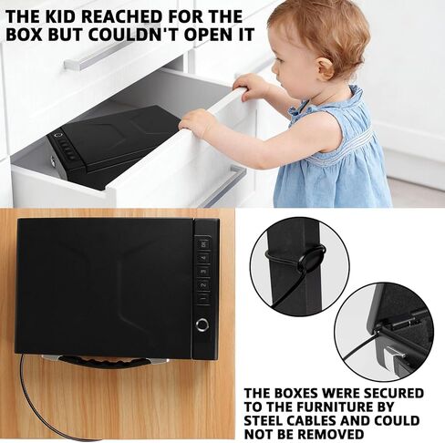 Fingerprint Lock Safe, 4-Ways Unlock Fingerprint/Digital Keypad/Key/App, Type-C Charging, Portable Small Biometric Safe for Home, Travel, Car, Storage of Cash, Jewelry, Documents in Kuwait