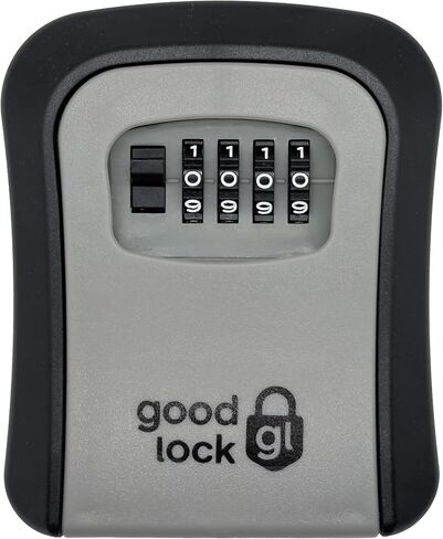 صندوق تخزين المفاتيح المحمول Good Lock - صندوق قفل بلاستيكي متين وخفيف الوزن - صندوق قفل أمان مكون من 4 أرقام لمفاتيح المنزل والوسطاء العقاريين وAirbnb والمقاولين - رمادي/أسود (1) in Kuwait