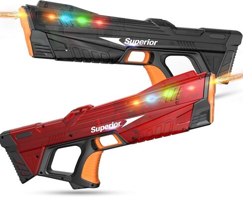 2 Pack Electric Water Gun for Adults Kid, Fast Fully Water Reload Automatic Squirt Gun with Colorful Light 32FT Long Range Auto Water Blaster,Summer Water Toy(Black+Red) in Kuwait