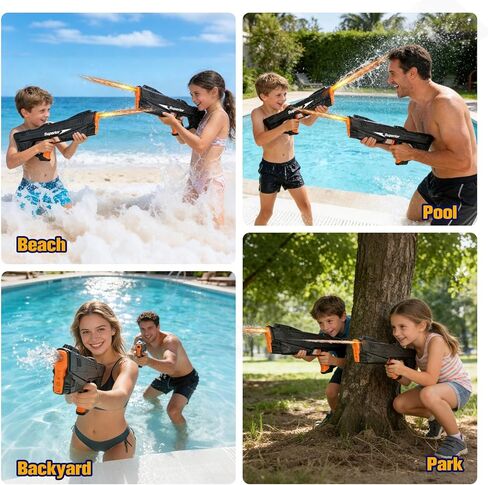 2 Pack Electric Water Gun for Adults Kid, Fast Fully Water Reload Automatic Squirt Gun with Colorful Light 32FT Long Range Auto Water Blaster,Summer Water Toy(Black+Red) in Saudi Arabia