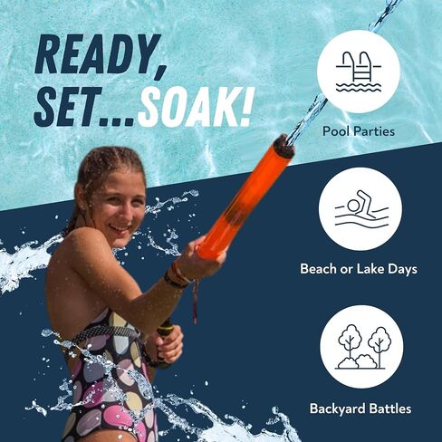 Stream Machine TL-750 Water Blaster 2-Pack – 22" High-Powered Pump Action Water Guns – Shoots Up to 70 Feet – Durable Outdoor Toys for Pool, Beach, Lake, and Backyard Fun – Ages 8+ – Colors Vary in Kuwait