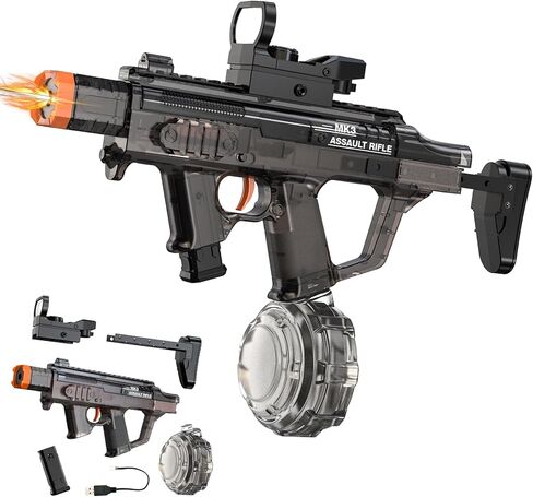 Electric Water Gun for Adults Kids, Automatic Squirt Gun with 33FT Range, Watergun with Flashing Muzzle, Summer Outdoor Water Pistol Pool Beach Party Toys for Boys Girls (Black) in Kuwait